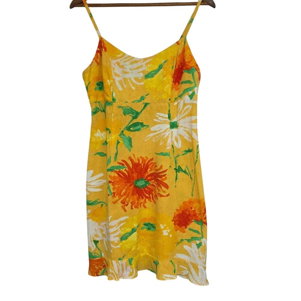 Jams World Sz L Ruffle Spaghetti Straps Babydoll Hawaii USA Tropical  Sun Dress